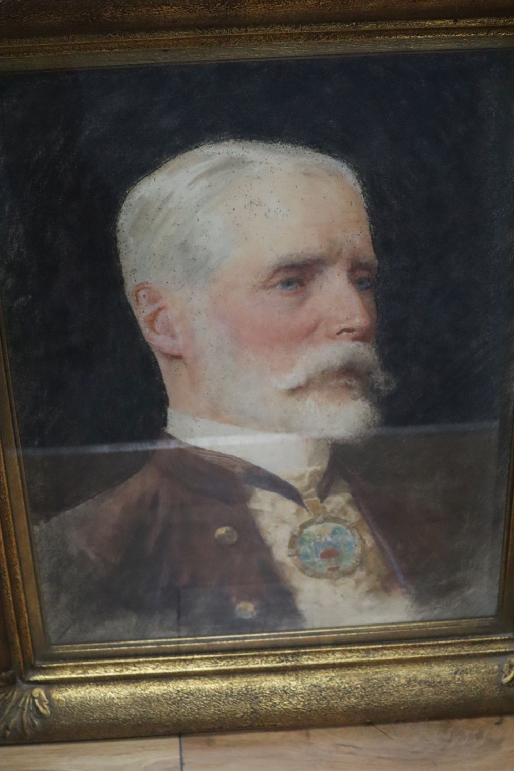 John Charles Dollman (1851-1934), watercolour and charcoal, Unfinished portrait of the late Sir Ernest Waterlow, signed, 46 x 34.5cm